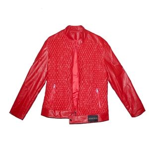 Red Stitched Leather Jacket